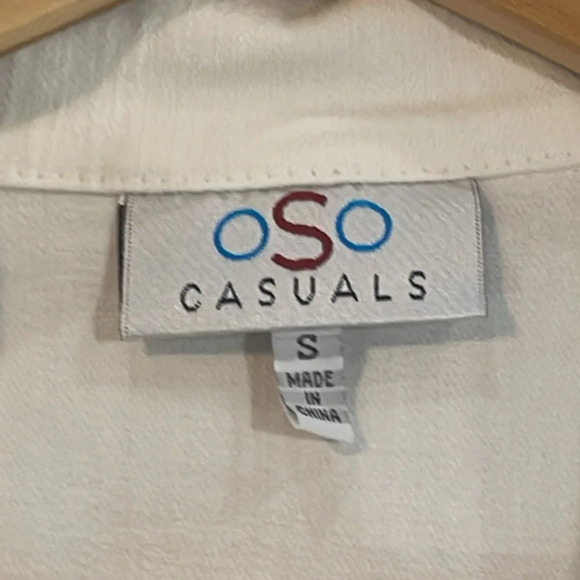 OSO Casuals Off White Denim Zip Front Jean Jacket Size Small - Picture 4 of 13